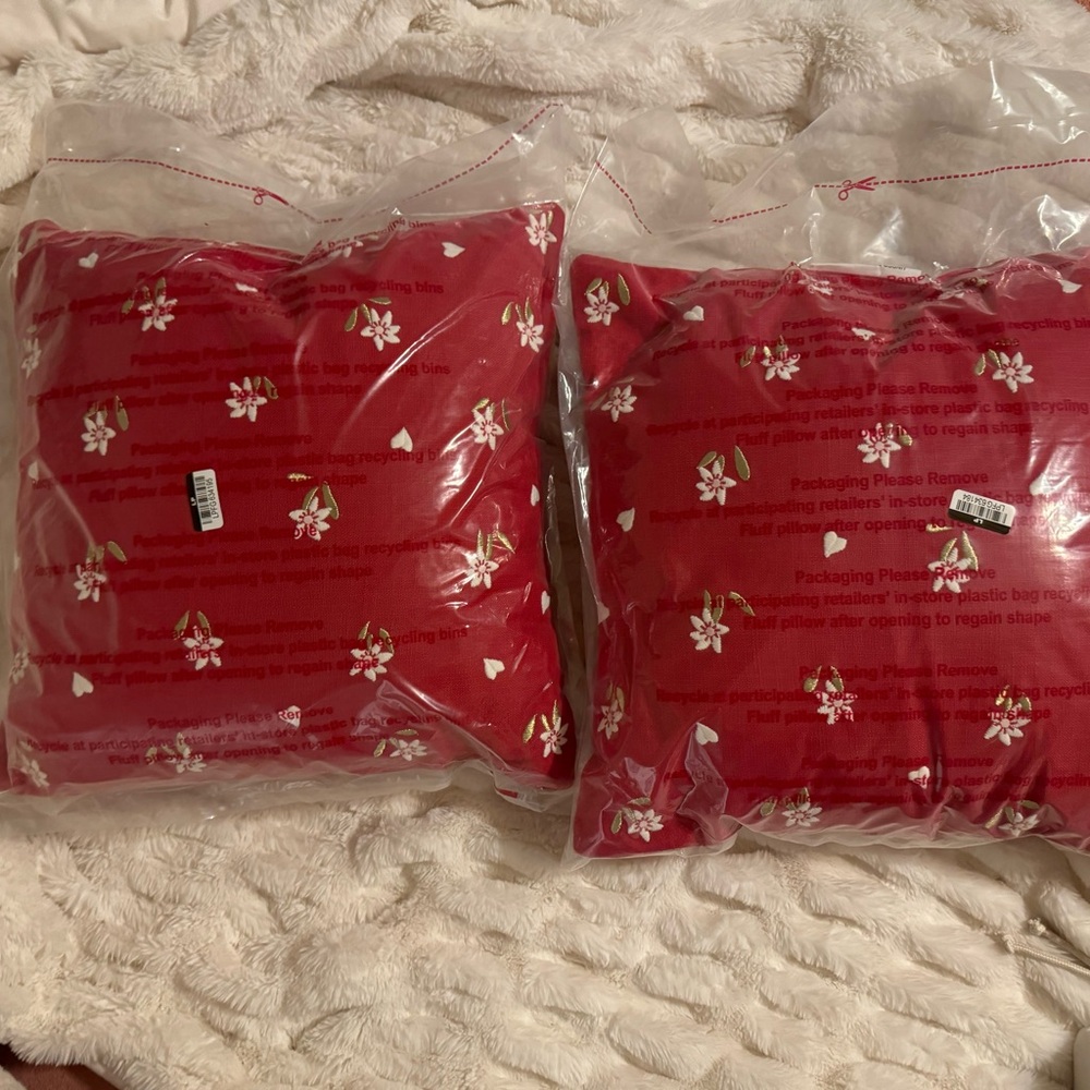 Threshold-Two Embroidered Floral and Heart pillows